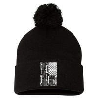 Tool American flag Mechanic Pom Pom 12in Knit Beanie