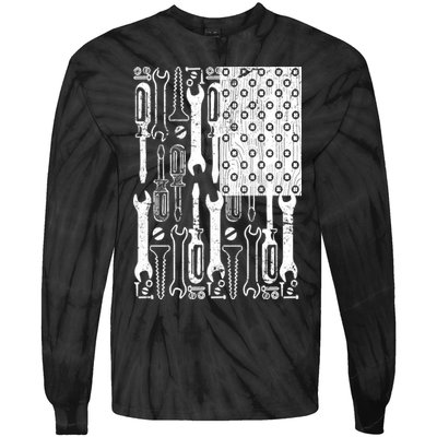 Tool American flag Mechanic Tie-Dye Long Sleeve Shirt