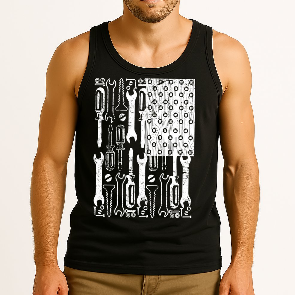 Tool American flag Mechanic Tank Top