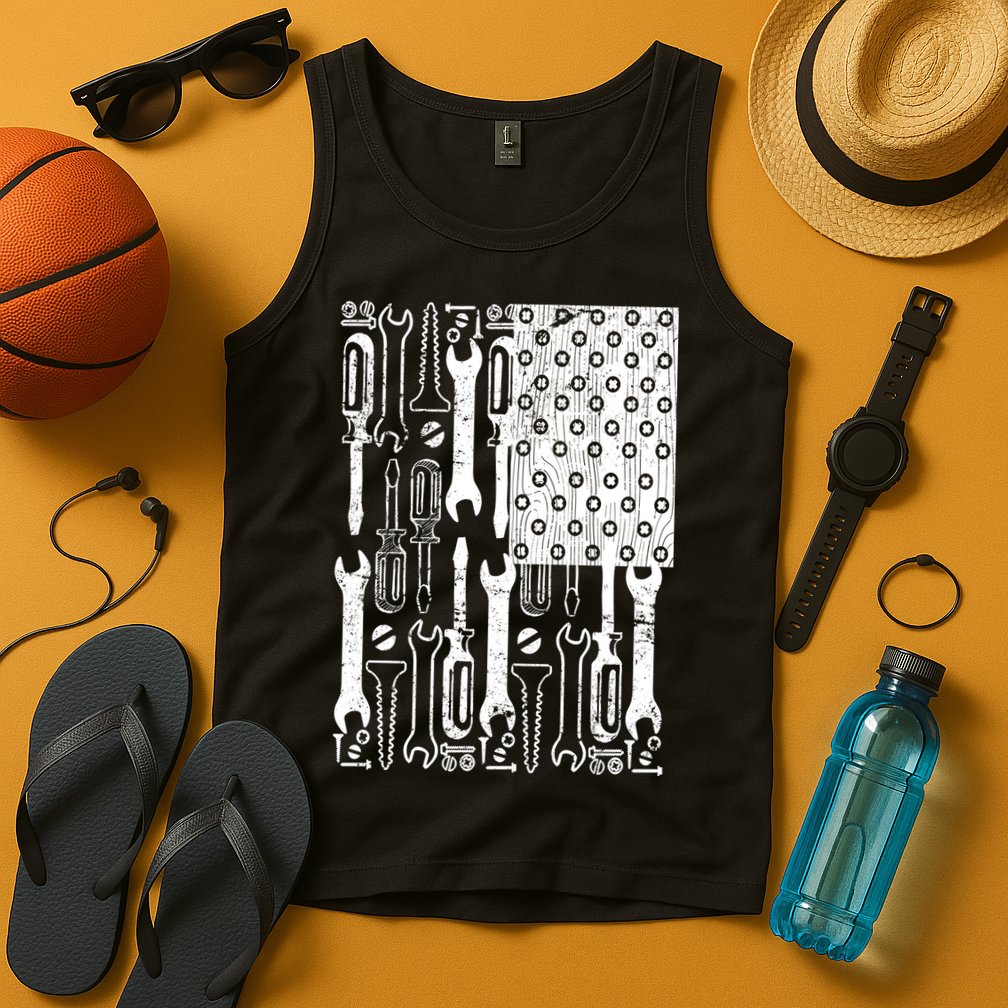 Tool American flag Mechanic Tank Top