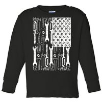 Tool American flag Mechanic Toddler Long Sleeve Shirt