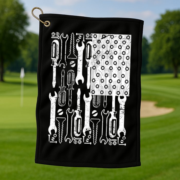 Tool American flag Mechanic Golf Towel