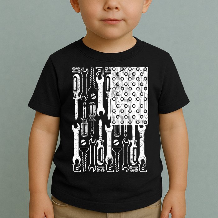 Tool American flag Mechanic Toddler T-Shirt