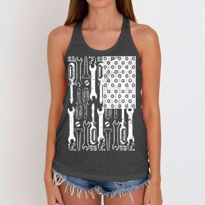 Tool American flag Mechanic Women's Knotted Racerback Tank