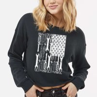 Tool American flag Mechanic Cropped Pullover Crew
