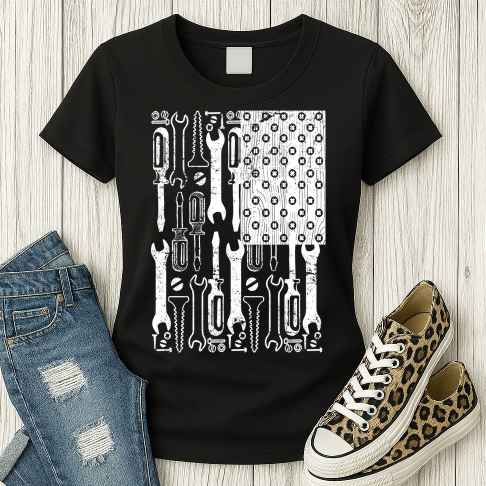 Tool American flag Mechanic Womens T-Shirt