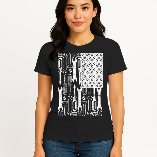 Tool American flag Mechanic Womens T-Shirt