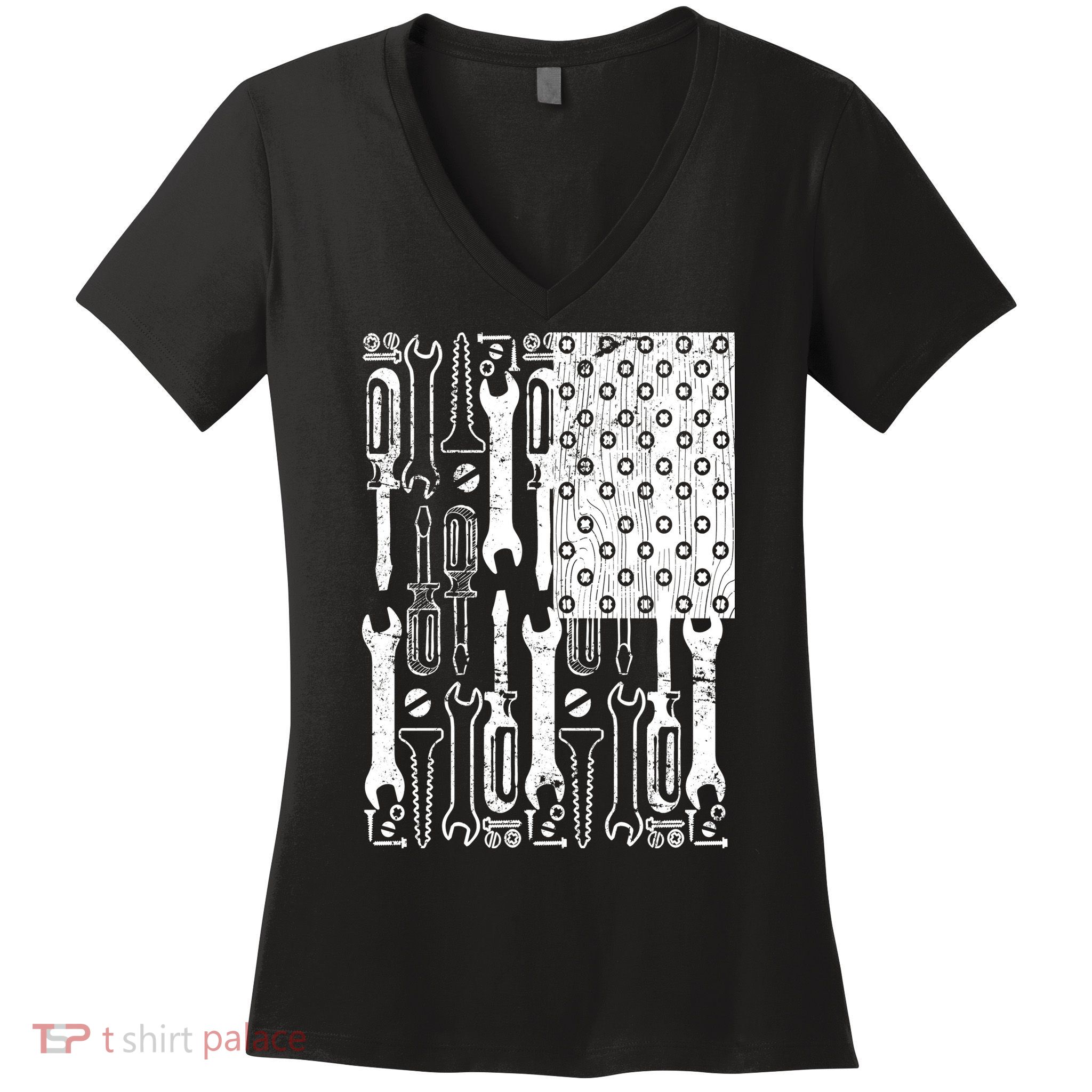 Tool American flag Mechanic Women's V-Neck T-Shirt