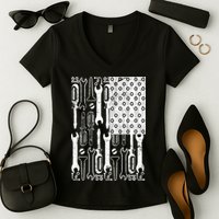 Tool American flag Mechanic Women's V-Neck T-Shirt
