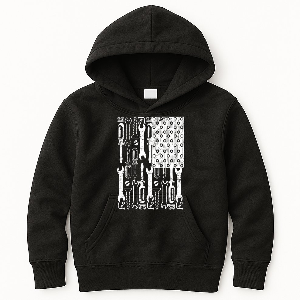 Tool American flag Mechanic Kids Hoodie