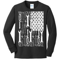 Tool American flag Mechanic Kids Long Sleeve Shirt