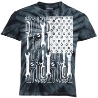 Tool American flag Mechanic Kids Tie-Dye T-Shirt