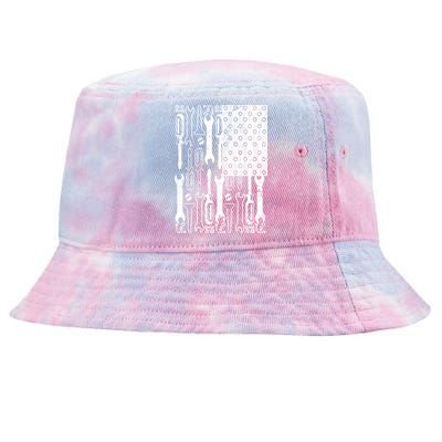 Tool American flag Mechanic Tie-Dyed Bucket Hat