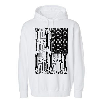 Tool American flag Mechanic Garment-Dyed Fleece Hoodie