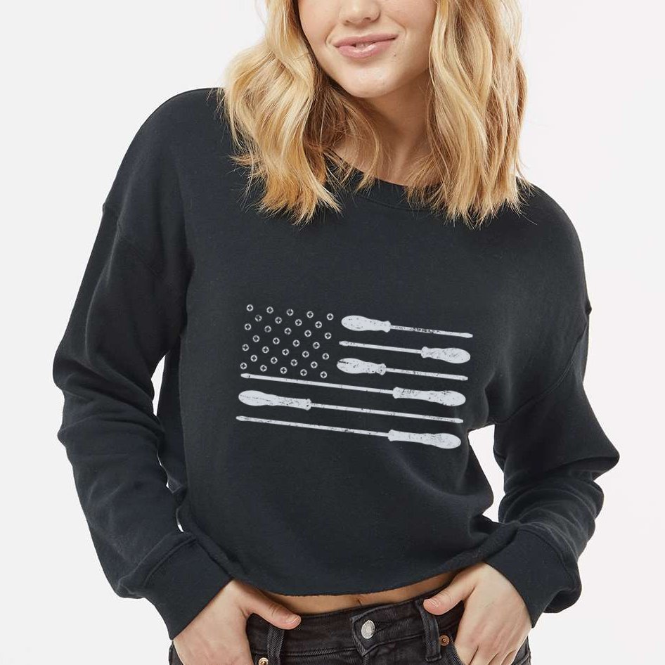 Tool Flag Cropped Pullover Crew