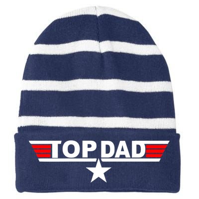 Top Dad Logo Striped Beanie with Solid Band