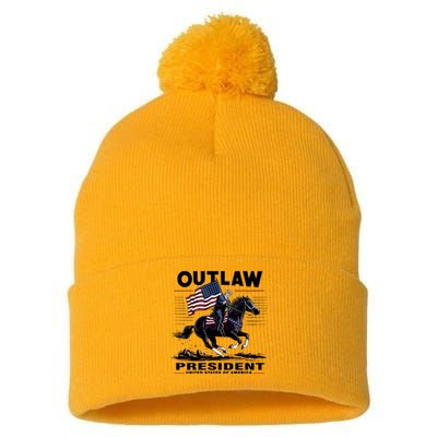 Trump Outlaw President United States Of America Pom Pom 12in Knit Beanie