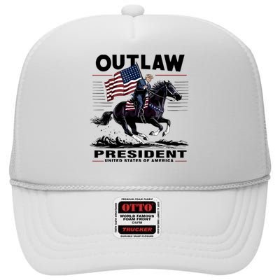 Trump Outlaw President United States Of America High Crown Mesh Back Trucker Hat