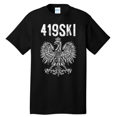 Toledo Ohio Polish American Eagle Flag Pride 419 Area Code Tall T-Shirt