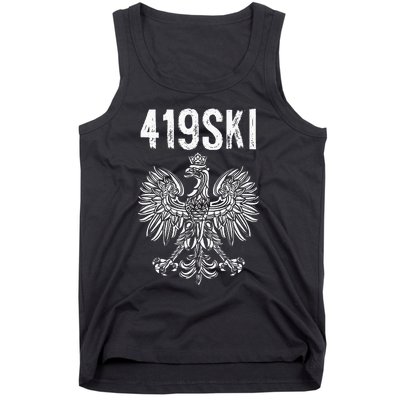 Toledo Ohio Polish American Eagle Flag Pride 419 Area Code Tank Top