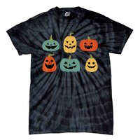 Types Of Pumpkin Jack O Lantern Collection Retro Halloween Tie-Dye T-Shirt