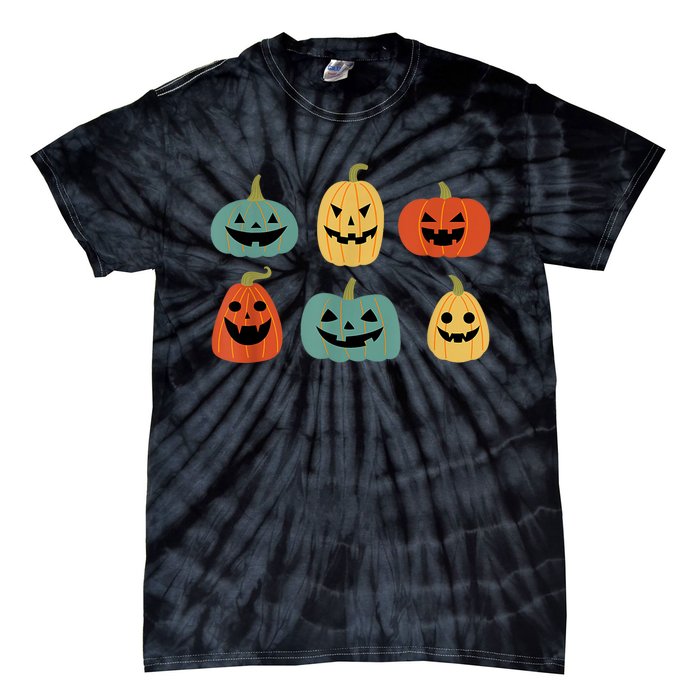 Types Of Pumpkin Jack O Lantern Collection Retro Halloween Tie-Dye T-Shirt