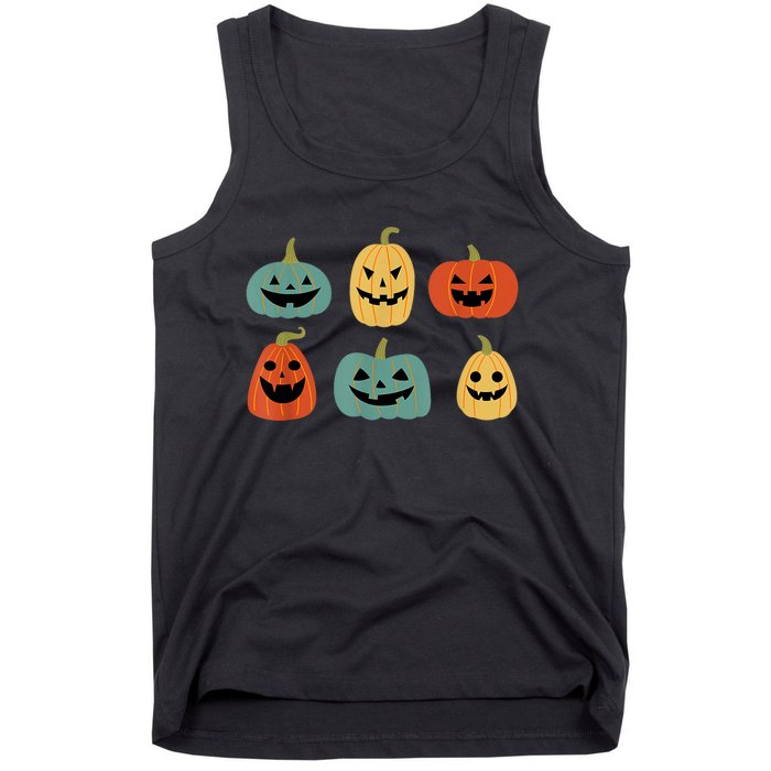 Types Of Pumpkin Jack O Lantern Collection Retro Halloween Tank Top