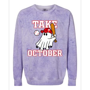 Take October Philadelphia Ghost Baseball Halloween Colorblast Crewneck Sweatshirt