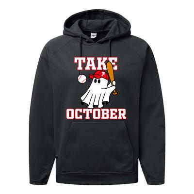 Take October Philadelphia Ghost Baseball Halloween Performance Fleece Hoodie