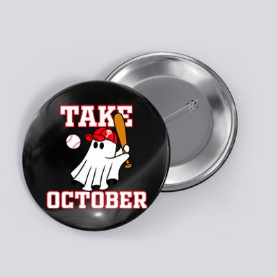 Take October Philadelphia Ghost Baseball Halloween Button