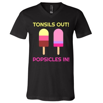 Tonsils Out Popsicles In Funny Tonsil Surgery Get Well V-Neck T-Shirt