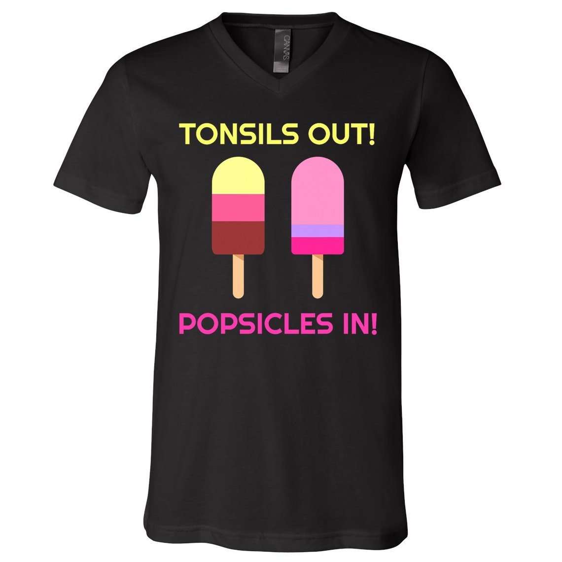 Tonsils Out Popsicles In Funny Tonsil Surgery Get Well V-Neck T-Shirt