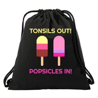 Tonsils Out Popsicles In Funny Tonsil Surgery Get Well Drawstring Bag