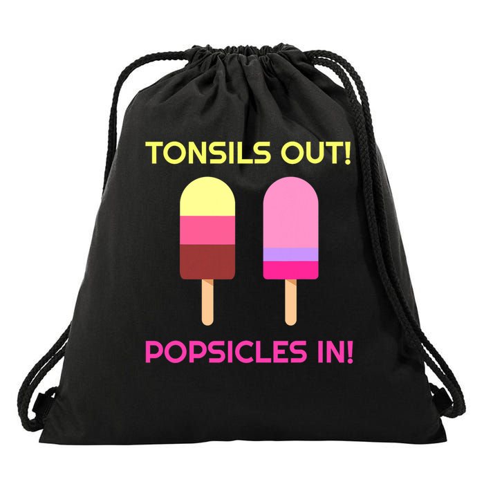 Tonsils Out Popsicles In Funny Tonsil Surgery Get Well Drawstring Bag