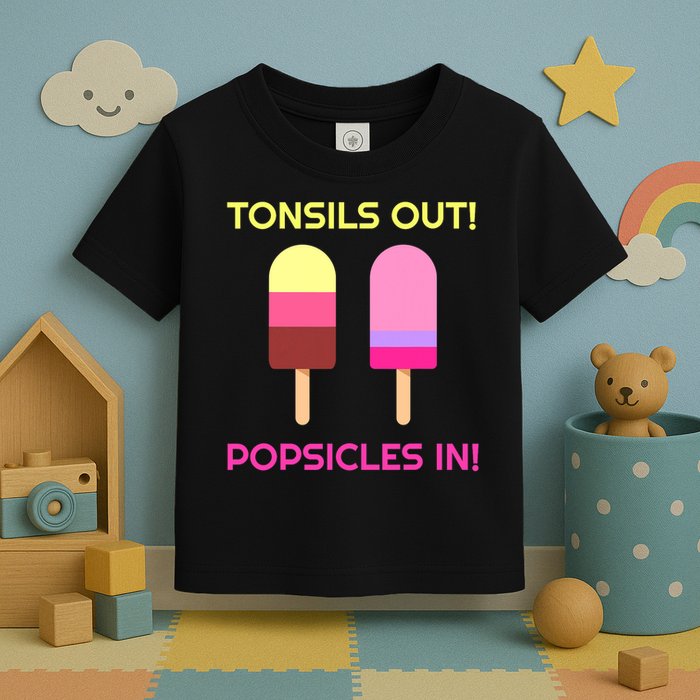 Tonsils Out Popsicles In Funny Tonsil Surgery Get Well Toddler T-Shirt