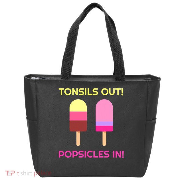 Tonsils Out Popsicles In Funny Tonsil Surgery Get Well Zip Tote Bag