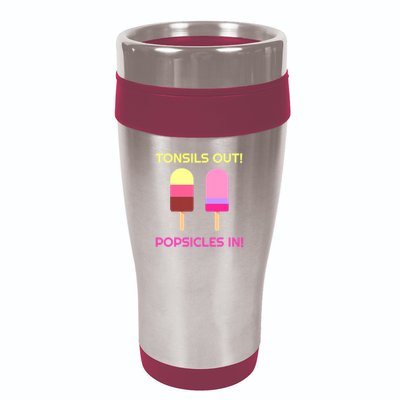Tonsils Out Popsicles In Funny Tonsil Surgery Get Well 16oz Travel Tumbler