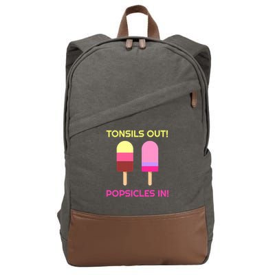 Tonsils Out Popsicles In Funny Tonsil Surgery Get Well Cotton Canvas Backpack