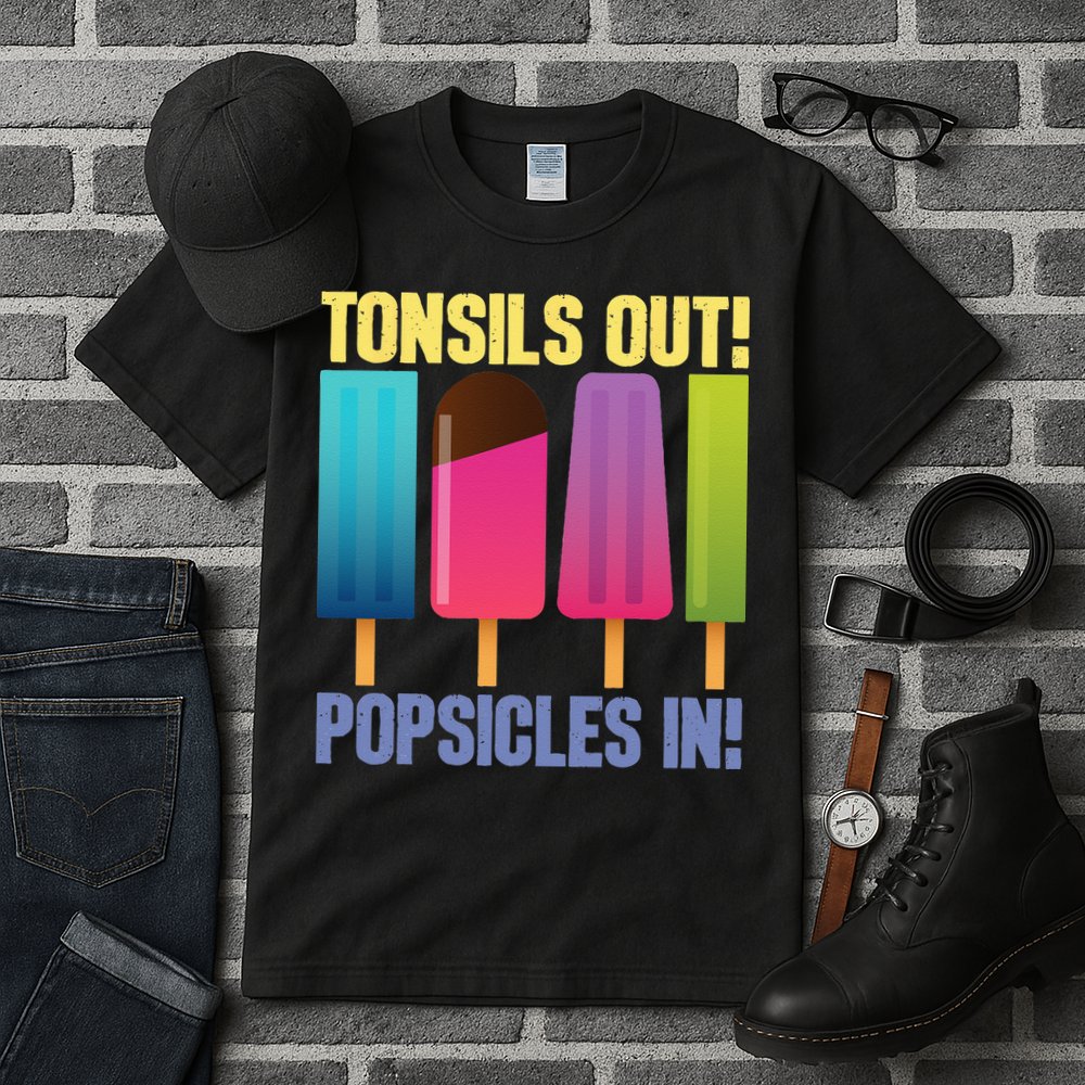 Tonsils Out Popsicles In Tonsillectomy Removal Surgery Tall T-Shirt
