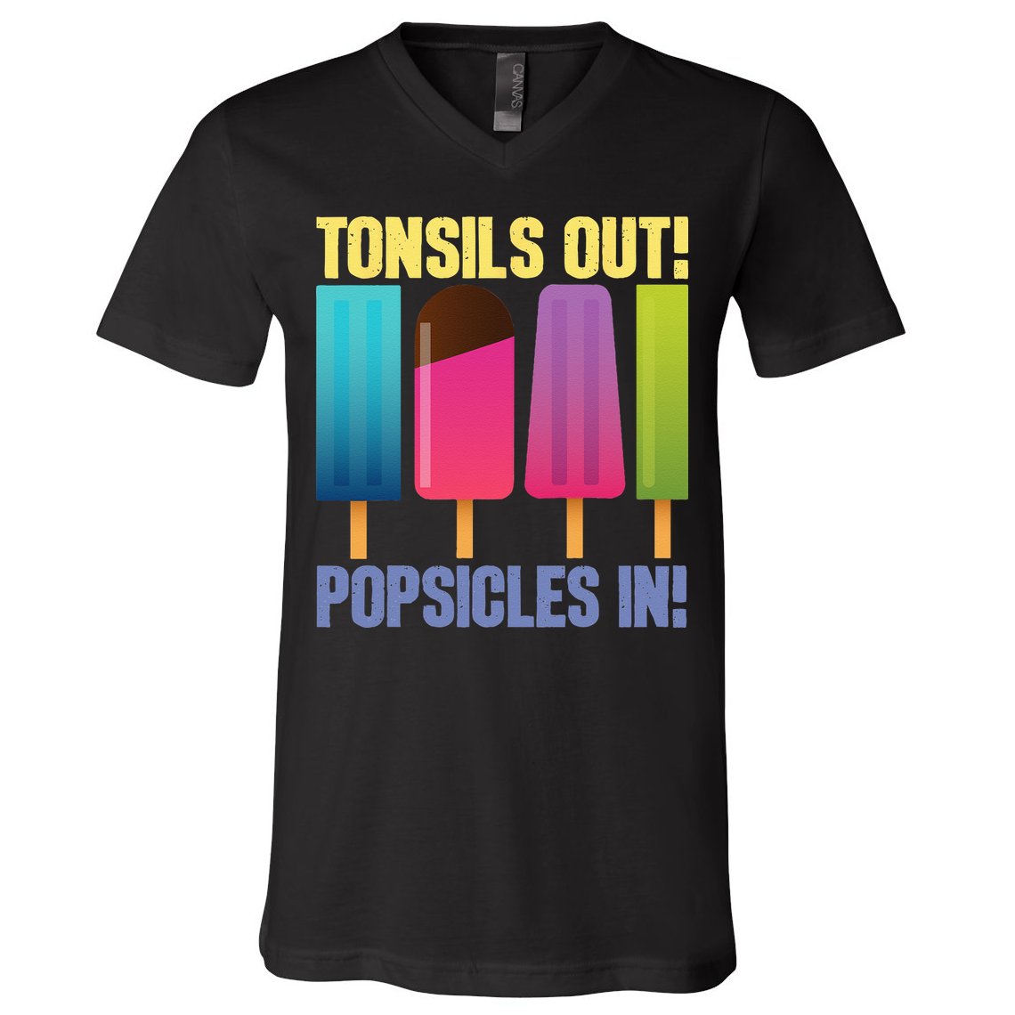 Tonsils Out Popsicles In Tonsillectomy Removal Surgery V-Neck T-Shirt