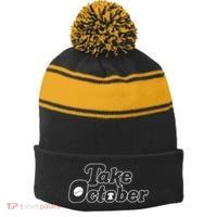 Take October Philadelphia Stripe Pom Pom Beanie