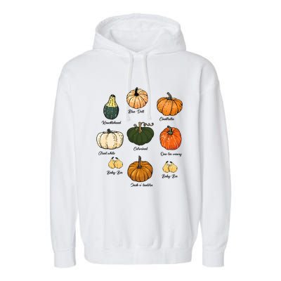 Type Of Pumpkins Fall Halloween Pumpkin Patch Garment-Dyed Fleece Hoodie