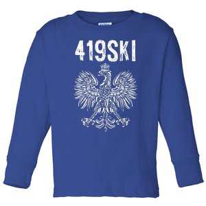 Toledo Ohio Polish American Eagle Flag Pride 419 Toddler Long Sleeve Shirt