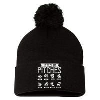 Types Of Pitches Softball Baseball Team Sports Lover Pom Pom 12in Knit Beanie