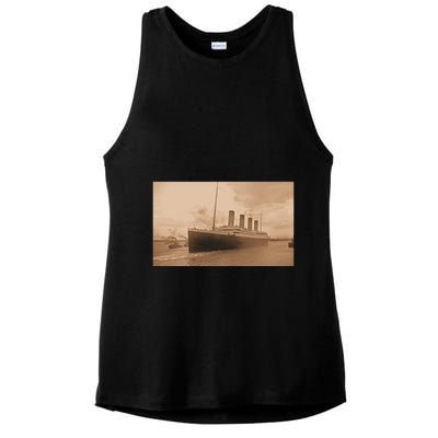Titanic Original Photo Sepia 1912 Ladies PosiCharge Tri-Blend Wicking Tank