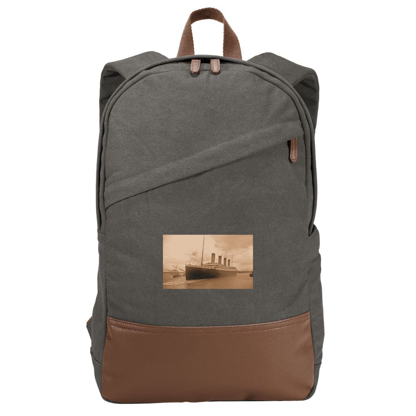 Titanic Original Photo Sepia 1912 Cotton Canvas Backpack