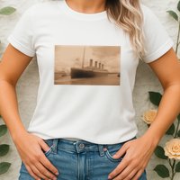 Titanic Original Photo Sepia 1912 Womens T-Shirt