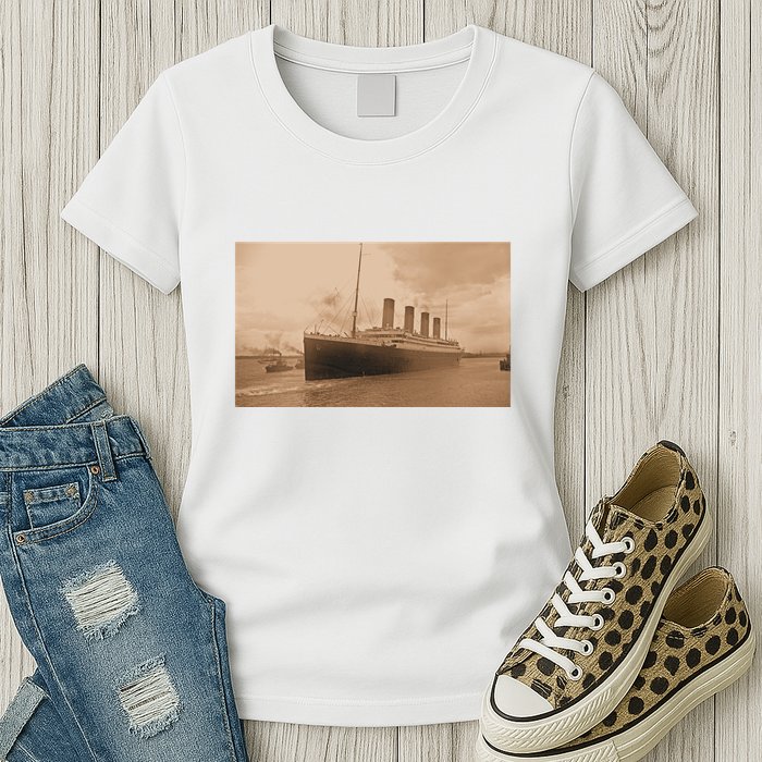 Titanic Original Photo Sepia 1912 Womens T-Shirt