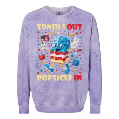 Tonsils Out Popsicles In Patriotic Usa Flag 4th Of July Colorblast Crewneck Sweatshirt