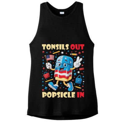 Tonsils Out Popsicles In Patriotic Usa Flag 4th Of July Ladies PosiCharge Tri-Blend Wicking Tank